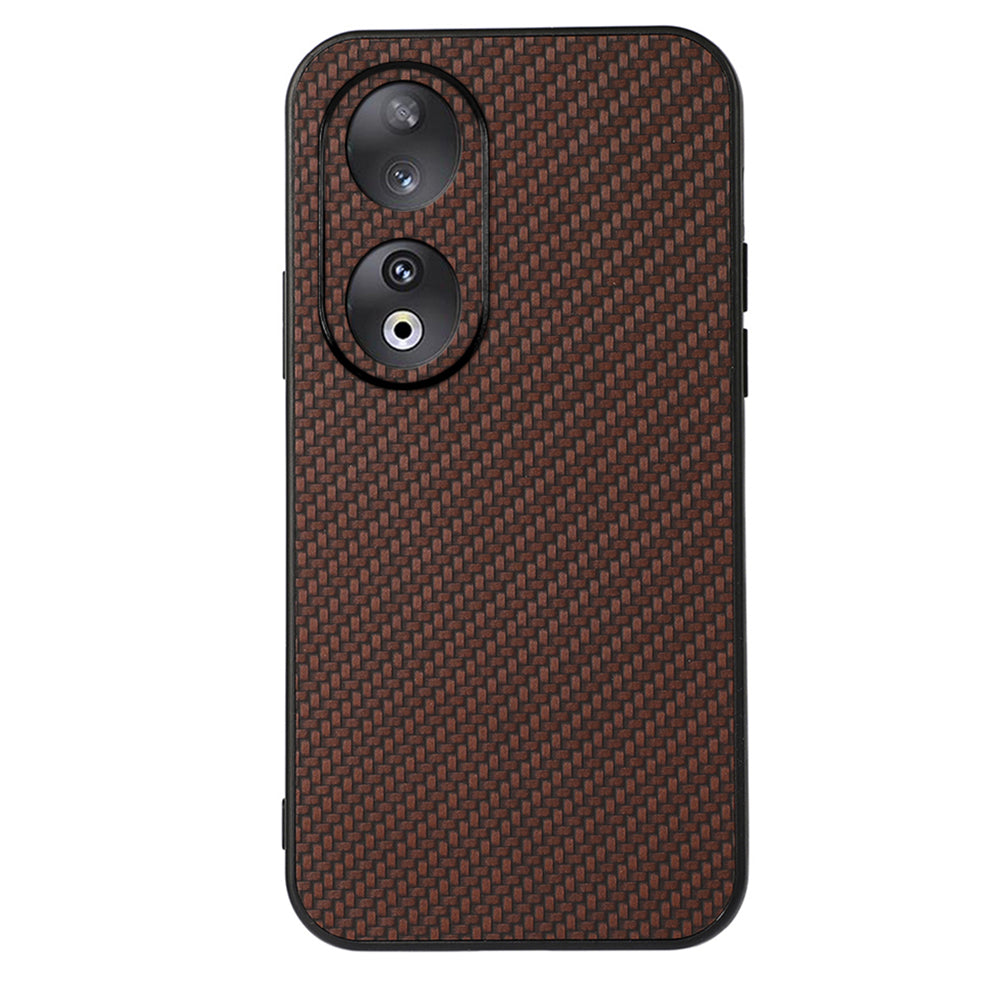 For Honor 90 Carbon Fiber Texture PU Leather Coated TPU Case Anti-drop Phone Cover