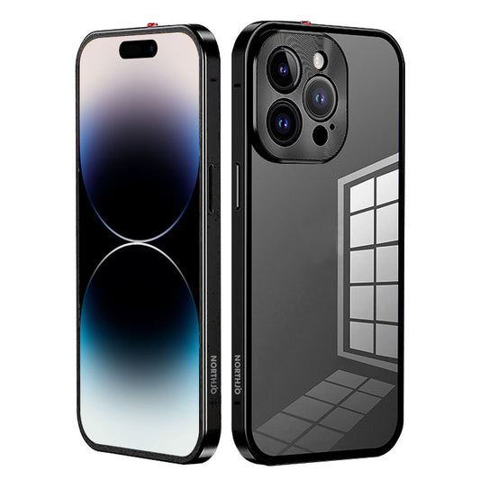 NORTHJO For iPhone 14 Pro Max Aluminum Alloy Frame+Tempered Glass Back Cover Buckle Installation Protective Phone Case