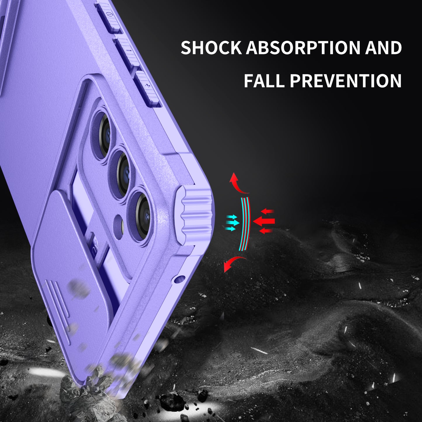 For Samsung Galaxy A34 5G Kickstand Phone Case PC + TPU Phone Protector with Slide Camera Cover