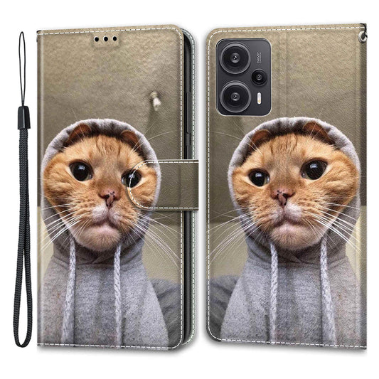 PU Leather Flip Cover for Xiaomi Redmi Note 12 Turbo / Poco F5 5G , Pattern Printed Card Holder Stand Phone Case
