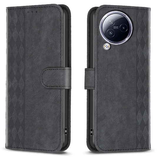 Imprinted Rhombus Phone Case For Xiaomi Civi 3 5G , Stand Wallet PU Leather Cell Phone Cover