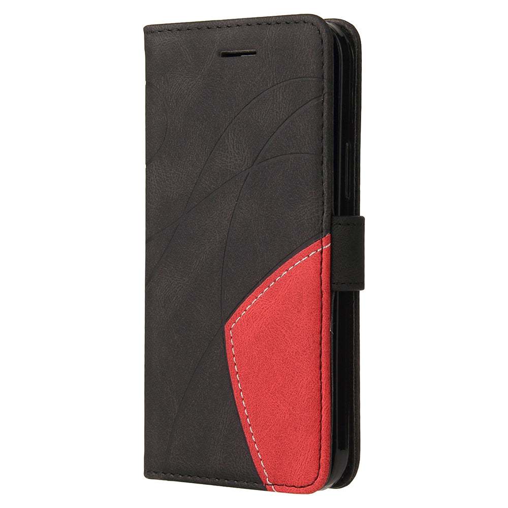 KT Leather Series-1 For iPhone 15 Plus PU Leather Stand Phone Wallet Case Dual-color Splicing Phone Cover