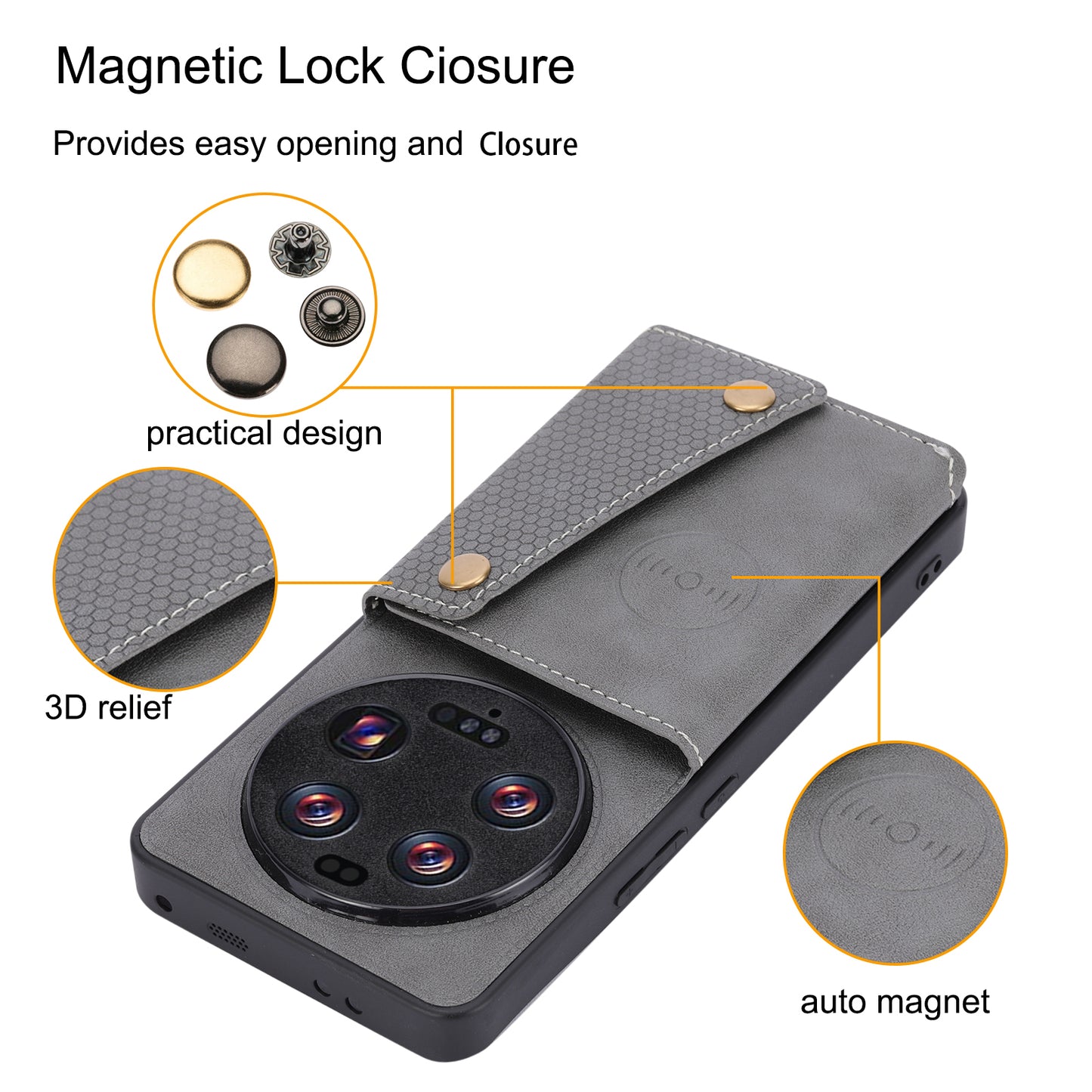 Phone Case for Xiaomi 13 Ultra Card Holder Kickstand PU Leather Coated TPU Shockproof Back Cover