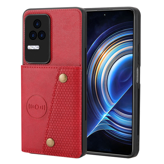 For Xiaomi Redmi K40S 5G / Poco F4 5G Card Holder Kickstand PU Leather Coated TPU Anti-fall Phone Cover