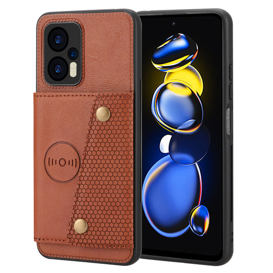 For Xiaomi Redmi Note 12 Turbo / Poco F5 5G Kickstand PU Leather Coated TPU Phone Cover with Card Slots