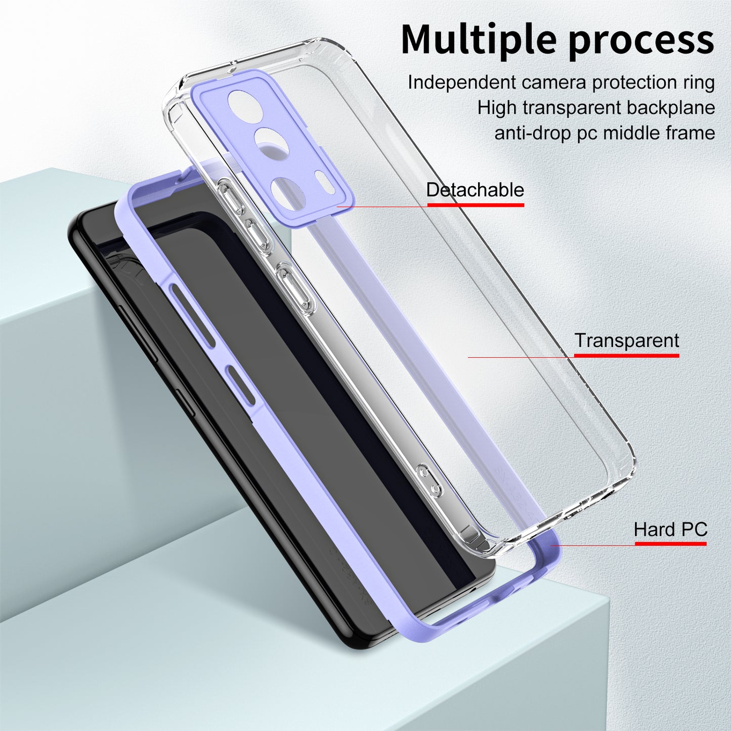 For Xiaomi 13 Lite / Civi 2 5G TPU Backplate + PC Frame + PC Camera Ring Hybrid Case Clear Shockproof Phone Cover