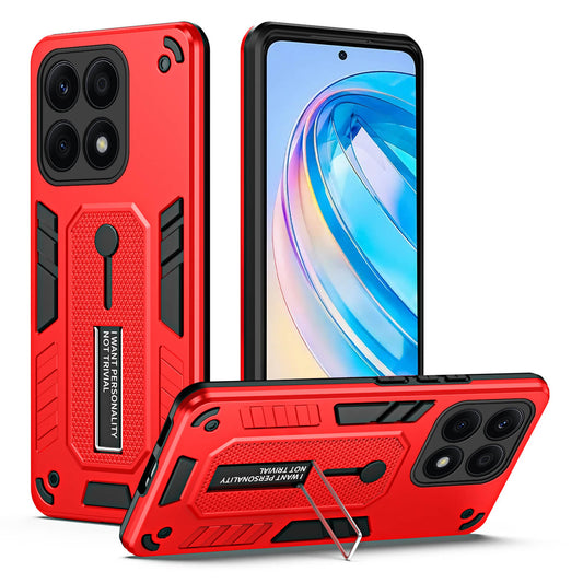 For Honor X8a 4G Hidden Kickstand Phone Case TPU+PC Back Cover with Silicone Ring Strap