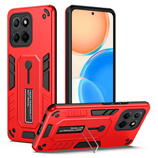 For Honor X8 5G / X6 4G / X6s 4G Silicone Ring Strap Phone Case TPU+PC Back Cover with Hidden Kickstand
