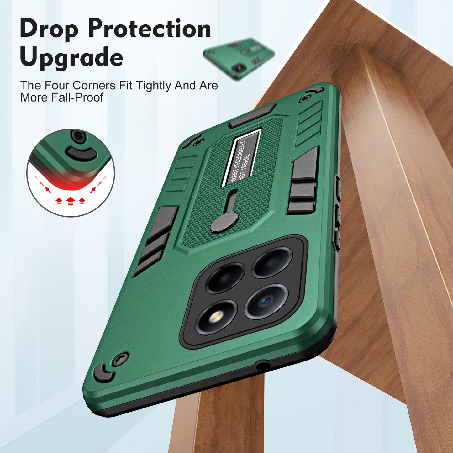 For Honor X8 5G / X6 4G / X6s 4G Silicone Ring Strap Phone Case TPU+PC Back Cover with Hidden Kickstand