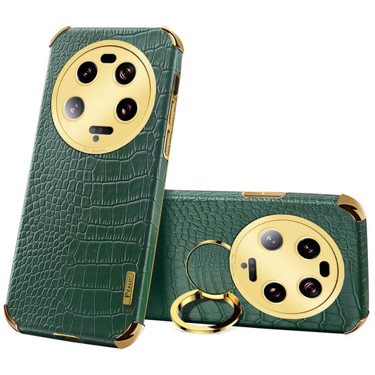 For Xiaomi 13 Ultra Leather Coated TPU Phone Case 6D Electroplating Back Cover with Kickstand