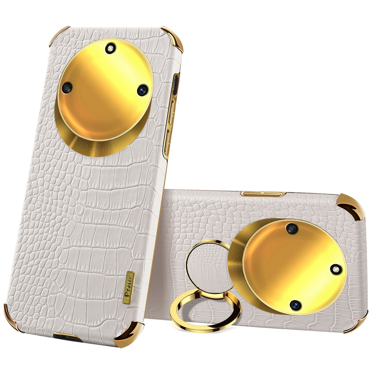 For Honor X40 5G Kickstand Phone Case Crocodile Texture PU Leather Coated 6D Electroplated TPU Cover