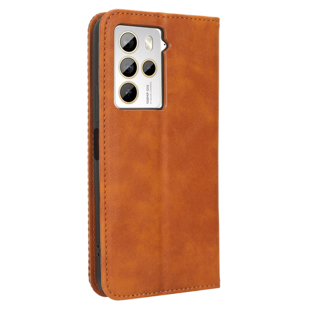 For HTC U23 Pro 5G Shockproof Phone Shell PU Leather Retro Phone Case Shockproof Stand Wallet Cover