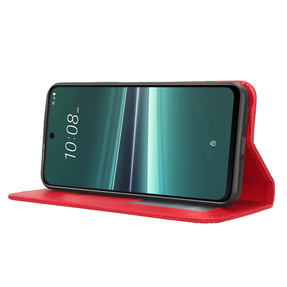 For HTC U23 Pro 5G Shockproof Phone Shell PU Leather Retro Phone Case Shockproof Stand Wallet Cover