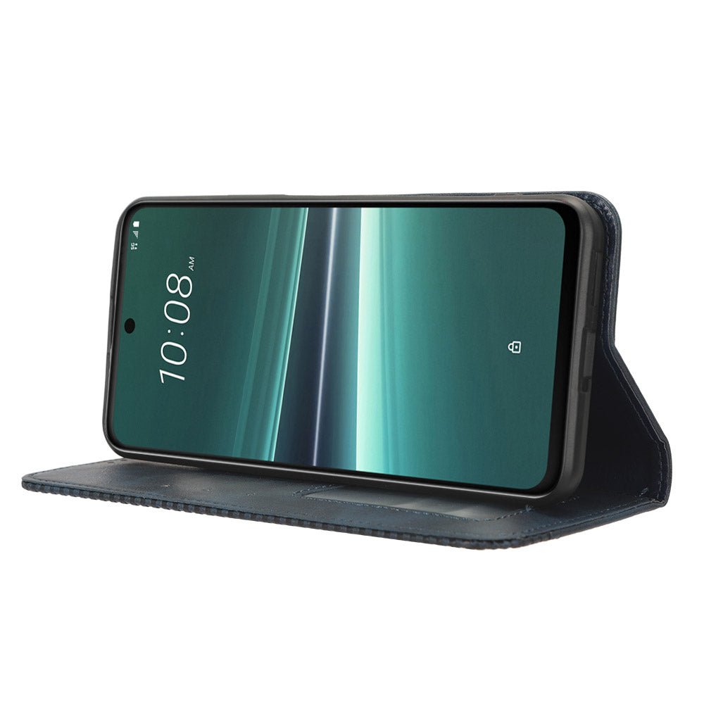 For HTC U23 Pro 5G Shockproof Phone Shell PU Leather Retro Phone Case Shockproof Stand Wallet Cover