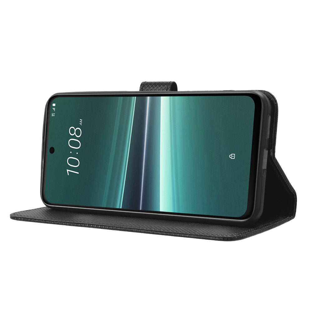 For HTC U23 Pro 5G Anti-Scratch Cover Wallet Shockproof Diamond Texture PU Leather Stand Case