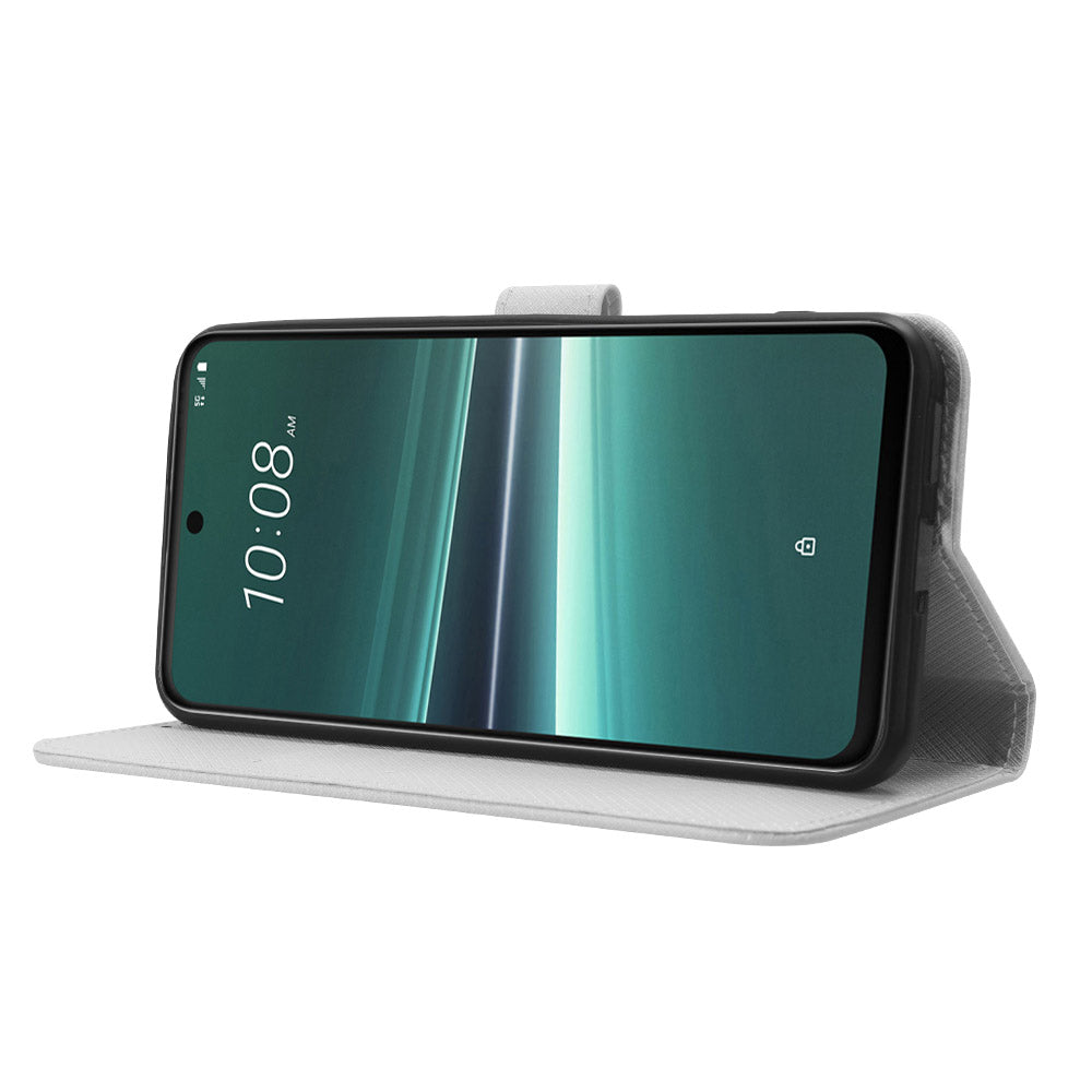 For HTC U23 Pro 5G Anti-Scratch Cover Wallet Shockproof Diamond Texture PU Leather Stand Case