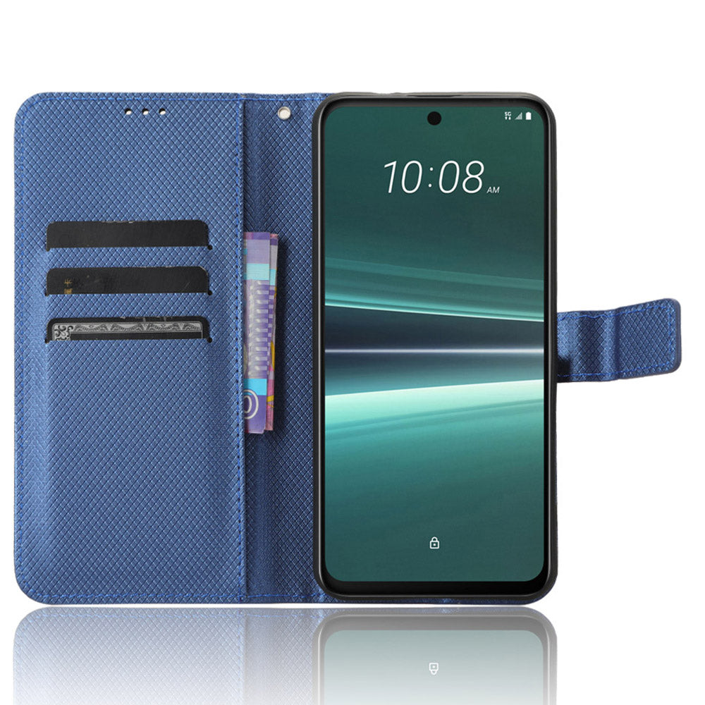 For HTC U23 Pro 5G Anti-Scratch Cover Wallet Shockproof Diamond Texture PU Leather Stand Case