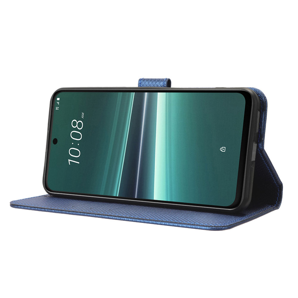 For HTC U23 Pro 5G Anti-Scratch Cover Wallet Shockproof Diamond Texture PU Leather Stand Case