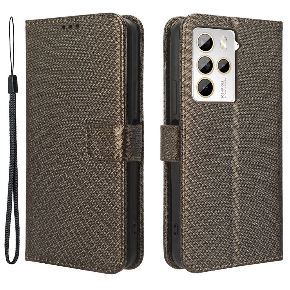 For HTC U23 Pro 5G Anti-Scratch Cover Wallet Shockproof Diamond Texture PU Leather Stand Case