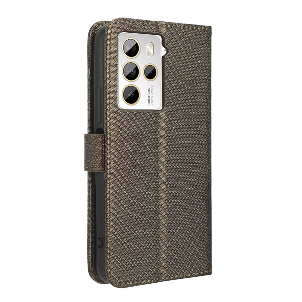 For HTC U23 Pro 5G Anti-Scratch Cover Wallet Shockproof Diamond Texture PU Leather Stand Case