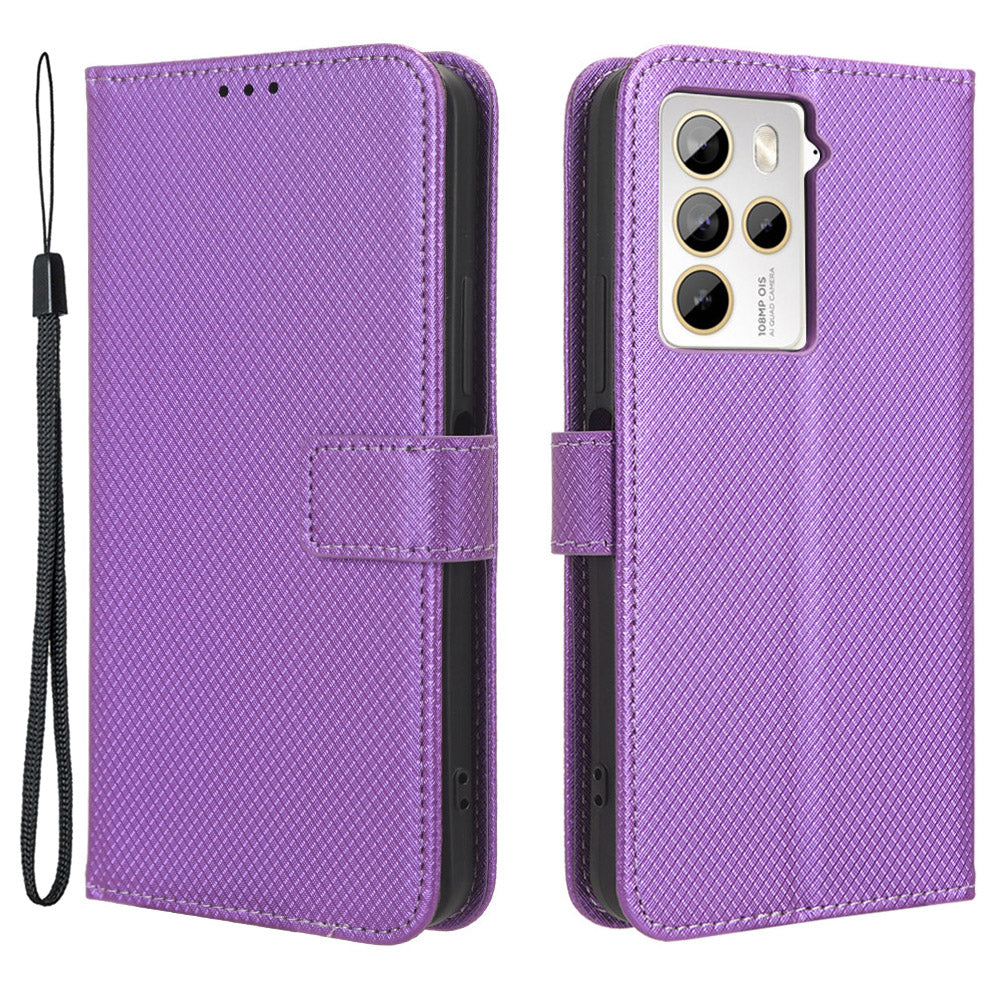For HTC U23 Pro 5G Anti-Scratch Cover Wallet Shockproof Diamond Texture PU Leather Stand Case