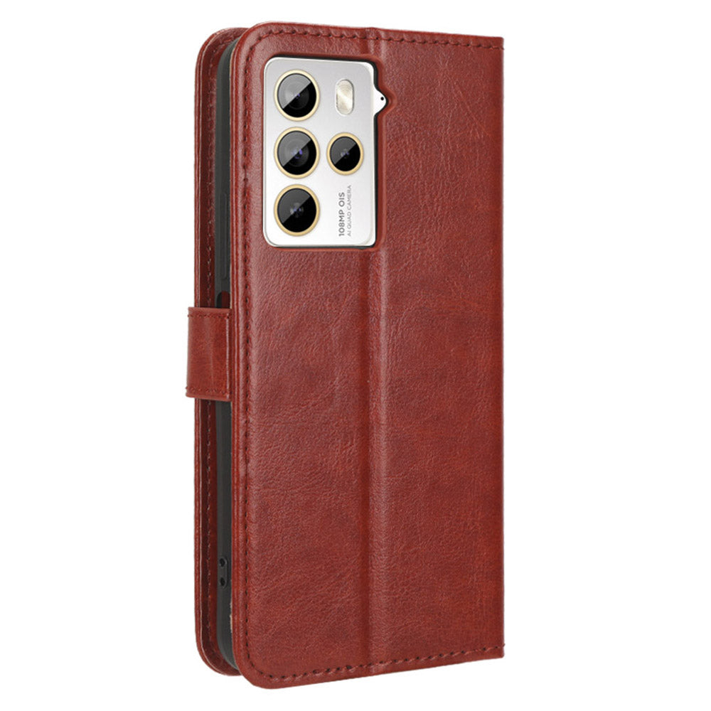 For HTC U23 Pro 5G Stand Wallet Crazy Horse Texture Flip Case PU Leather Phone Cover