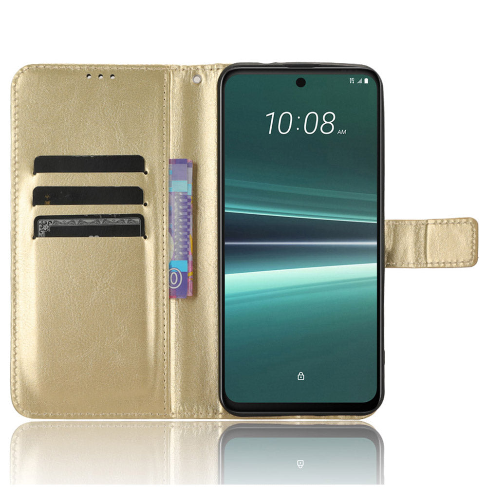 For HTC U23 Pro 5G Stand Wallet Crazy Horse Texture Flip Case PU Leather Phone Cover