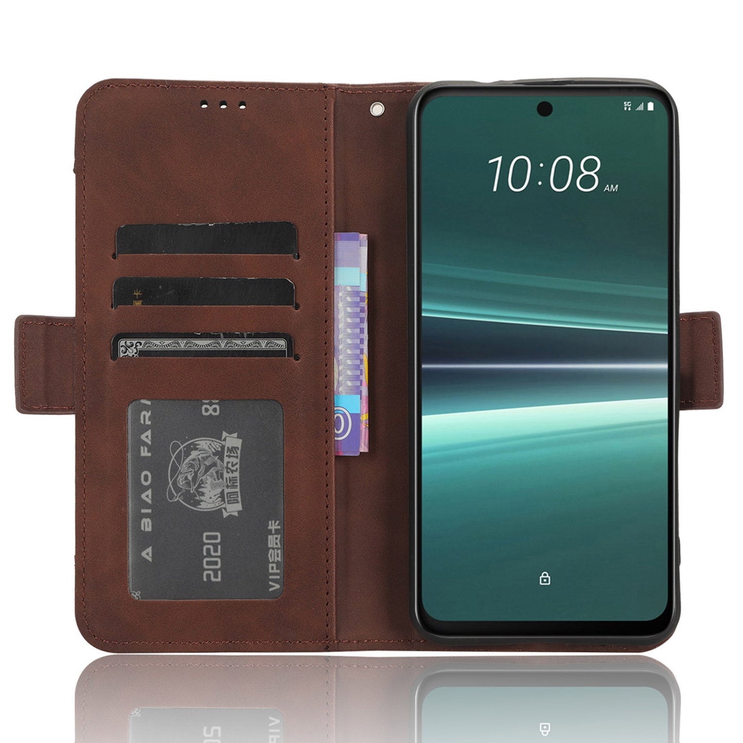 For HTC U23 Pro 5G Multiple Card Slots Cell Phone Cover PU Leather Case with Stand Wallet