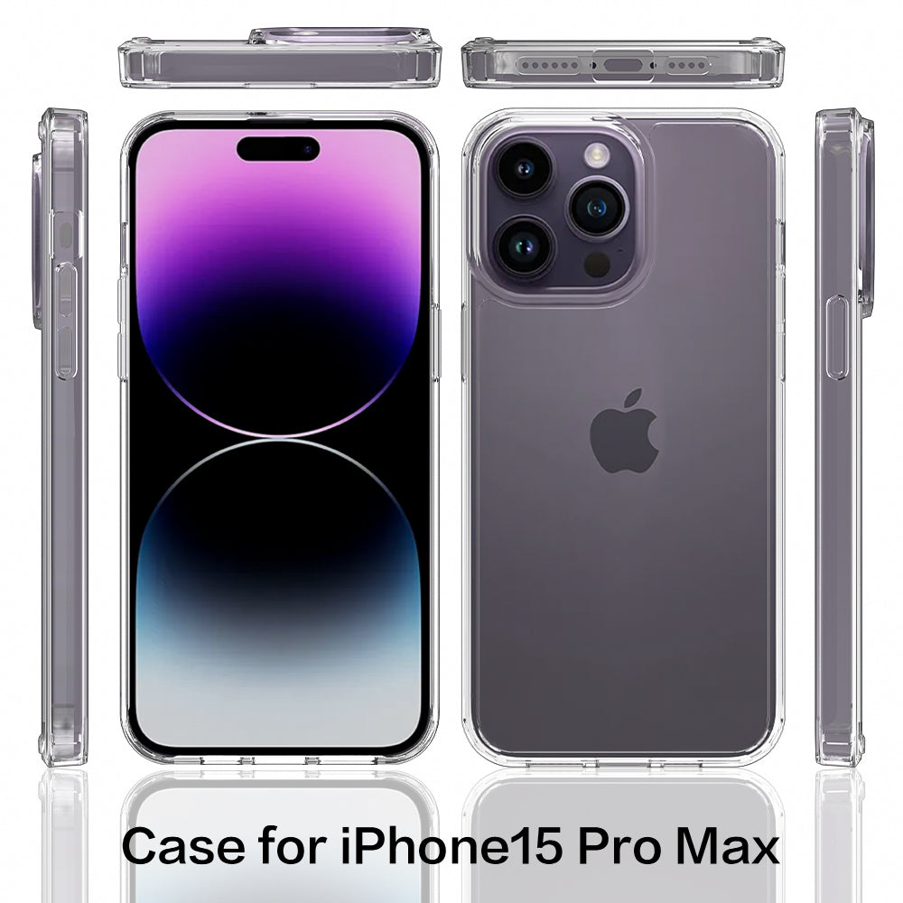 For iPhone 15 Pro Max Shockproof Acrylic+TPU Hybrid Mobile Phone Cover Clear Anti-Scratch Phone Case Shell