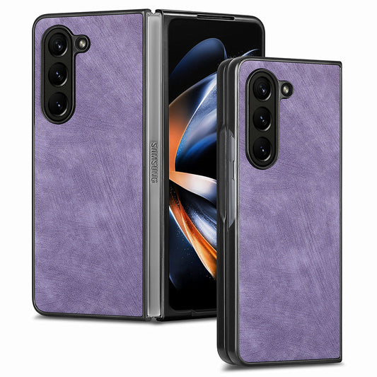 For Samsung Galaxy Z Fold5 5G Vintage PU Leather+PC Phone Case Anti-Scratch Protective Cover