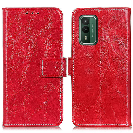 For Nokia XR21 Leather Wallet Phone Case Retro Crazy Horse Texture Anti-drop Stand Shell
