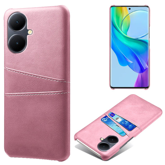 Dual Card Slots Phone Cover for vivo Y78+ 5G , PU Leather Coated PC Protective Case