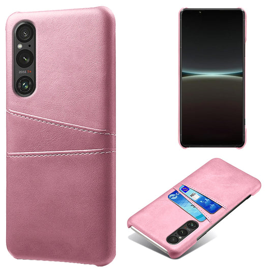 Dual Card Slots Phone Case for Sony Xperia 1 V , Anti-scratch PU Leather Coated PC Cover