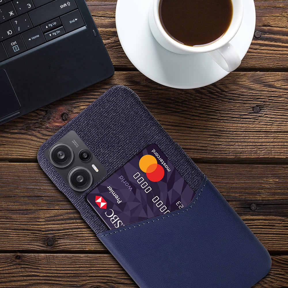 Card Holder Case for Xiaomi Redmi Note 12 Turbo / Poco F5 5G , Cloth Texture Leather Coated PC Phone Cover
