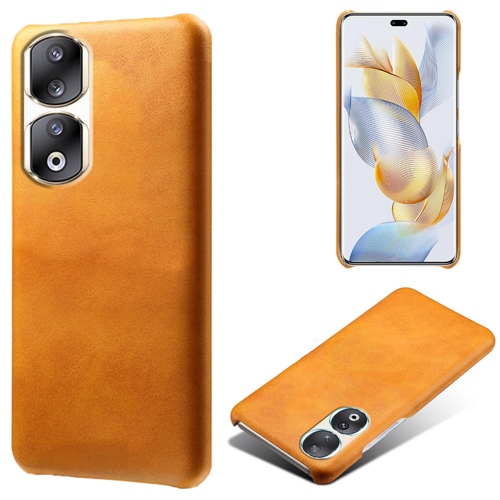 For Honor 90 Pro Calf Texture Phone Case PU Leather Coated PC Anti-scratch Cover
