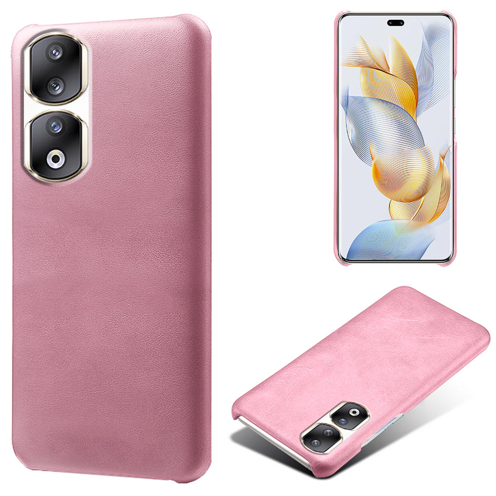 For Honor 90 Pro Calf Texture Phone Case PU Leather Coated PC Anti-scratch Cover