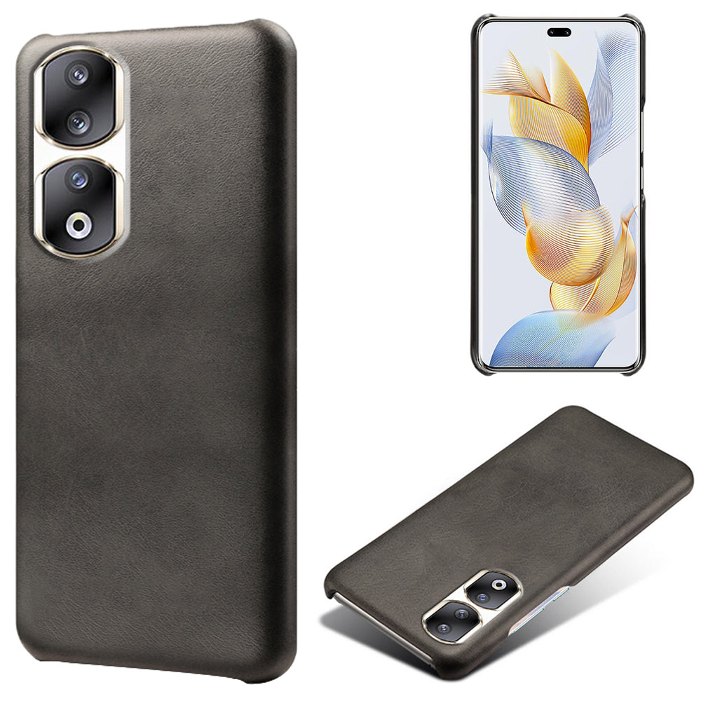 For Honor 90 Pro Calf Texture Phone Case PU Leather Coated PC Anti-scratch Cover
