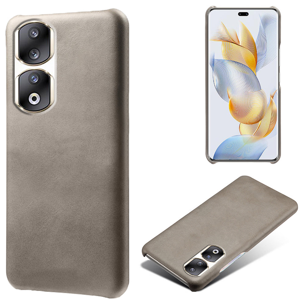 For Honor 90 Pro Calf Texture Phone Case PU Leather Coated PC Anti-scratch Cover