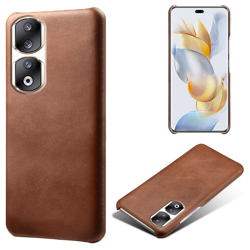 For Honor 90 Pro Calf Texture Phone Case PU Leather Coated PC Anti-scratch Cover