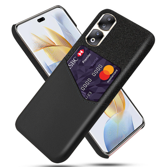 For Honor 90 Pro Card Holder PU Leather Coated PC Case Cloth Texture Protective Phone Cover