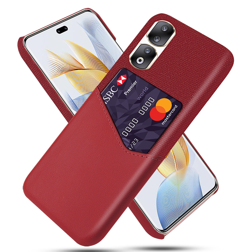 For Honor 90 Pro Card Holder PU Leather Coated PC Case Cloth Texture Protective Phone Cover