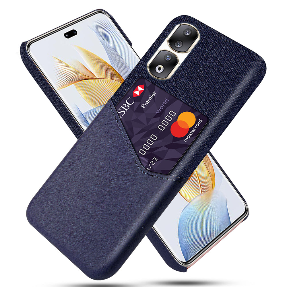 For Honor 90 Pro Card Holder PU Leather Coated PC Case Cloth Texture Protective Phone Cover