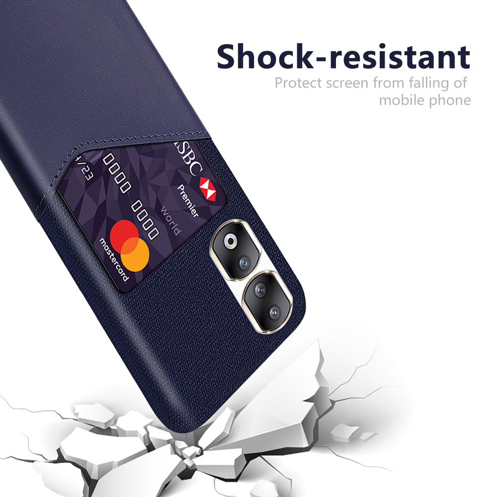 For Honor 90 Pro Card Holder PU Leather Coated PC Case Cloth Texture Protective Phone Cover