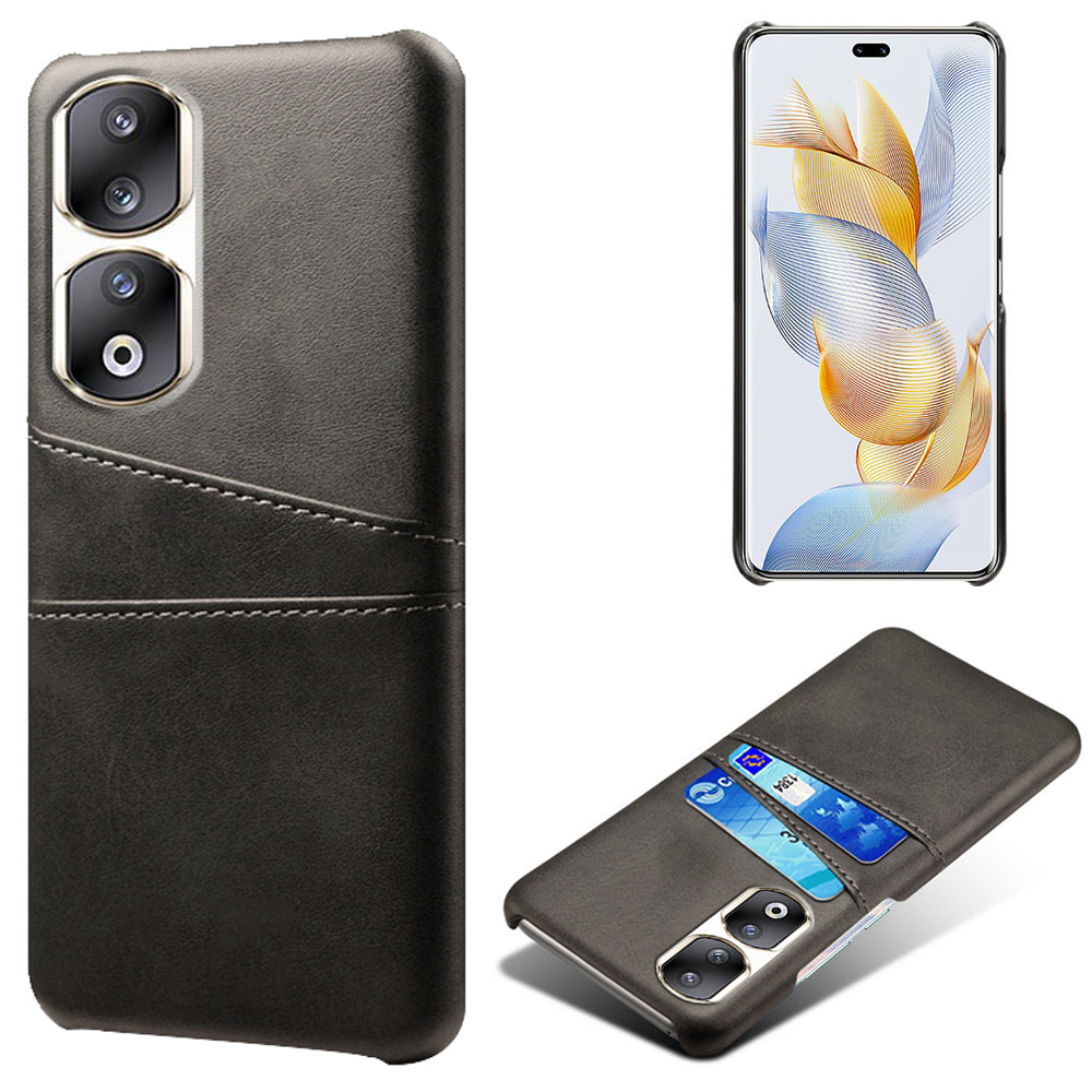 For Honor 90 Pro Dual Card Slots PU Leather Coated PC Case Anti-scratch Phone Cover