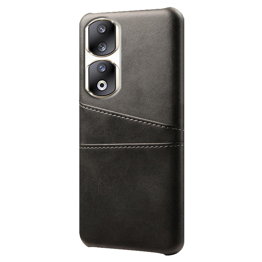 For Honor 90 Pro Dual Card Slots PU Leather Coated PC Case Anti-scratch Phone Cover