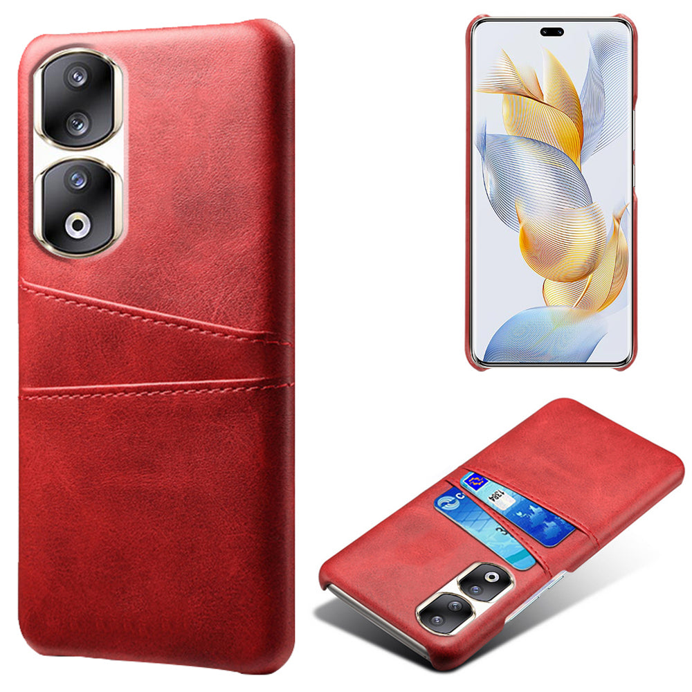 For Honor 90 Pro Dual Card Slots PU Leather Coated PC Case Anti-scratch Phone Cover