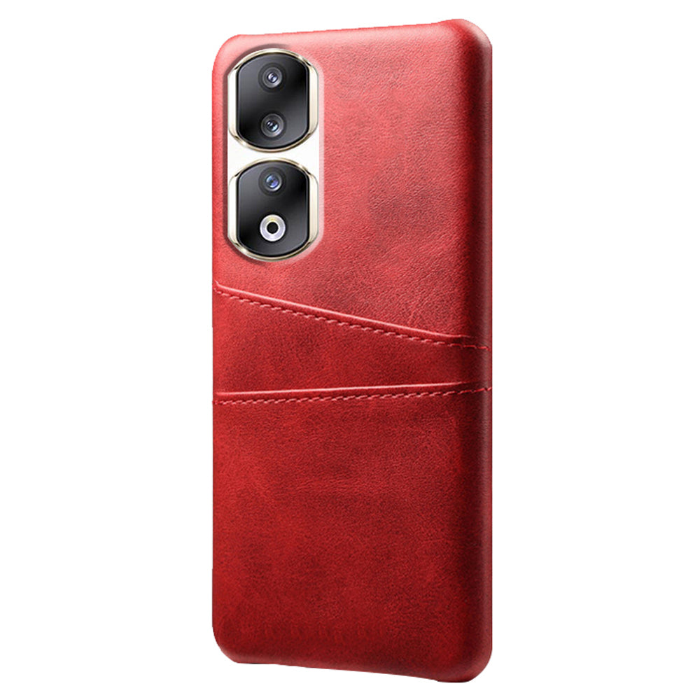 For Honor 90 Pro Dual Card Slots PU Leather Coated PC Case Anti-scratch Phone Cover