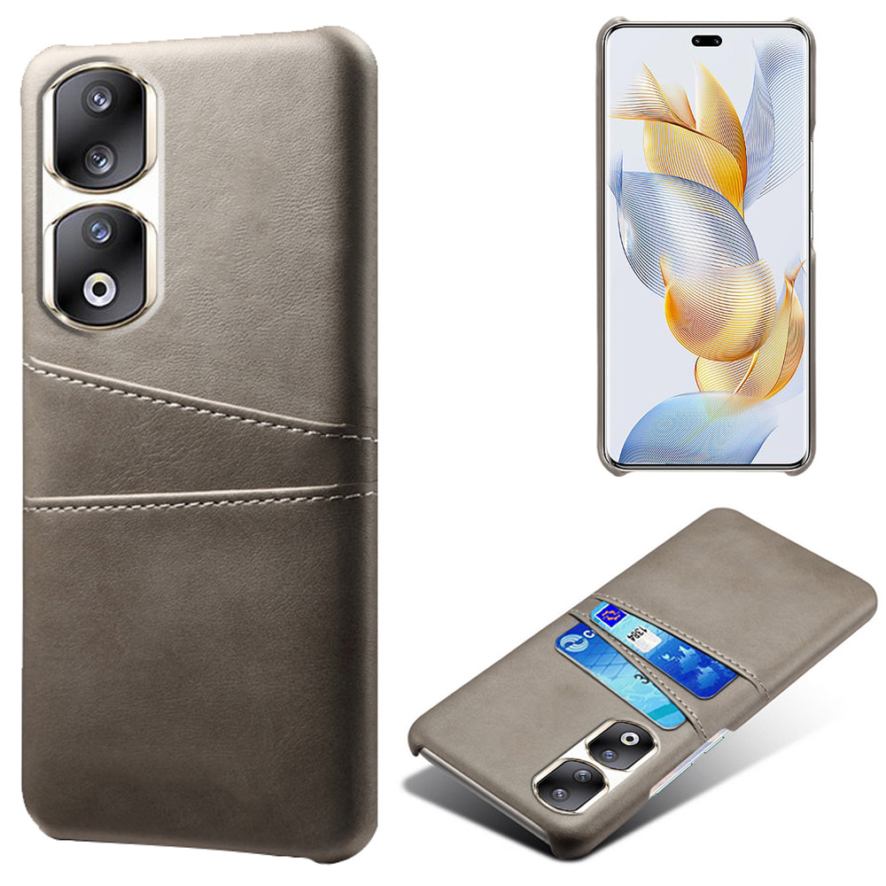 For Honor 90 Pro Dual Card Slots PU Leather Coated PC Case Anti-scratch Phone Cover