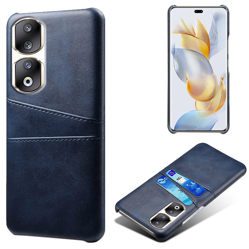 For Honor 90 Pro Dual Card Slots PU Leather Coated PC Case Anti-scratch Phone Cover