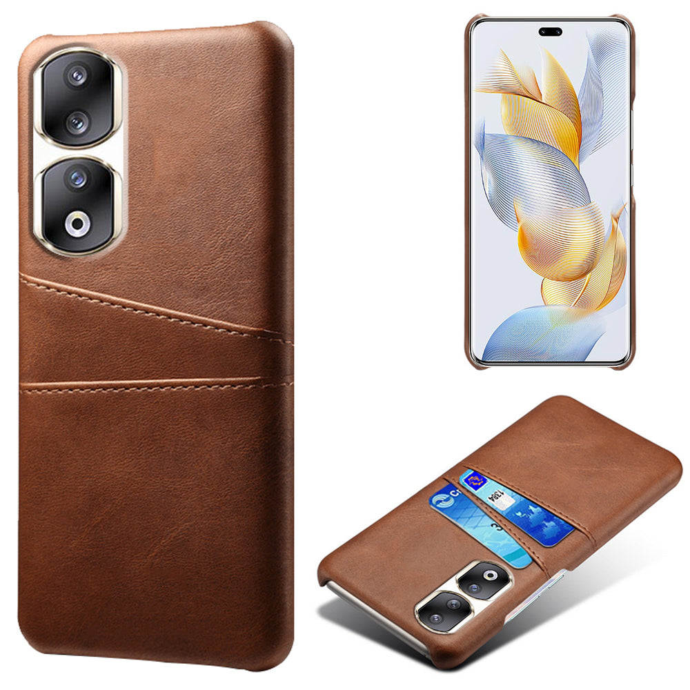 For Honor 90 Pro Dual Card Slots PU Leather Coated PC Case Anti-scratch Phone Cover